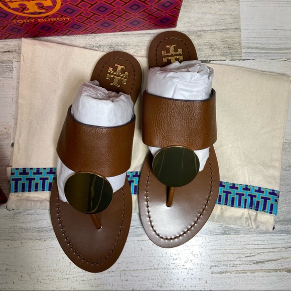 NEW Tory Burch Patos Disk Brown Sandals - Picture 6 of 8